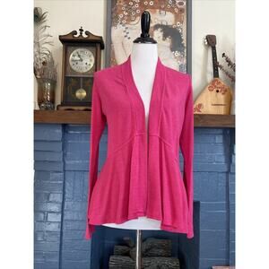 NEW Fresh Produce S Peplum Fuscia Pink Open Cardigan Lightweight Flowy Boho $65